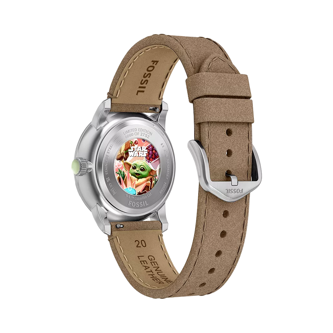 파슬 x 스타워즈 그로구 뉴트라 쿼츠 쓰리핸드 38mm 레더 그린 실버(Fossil x Star Wars Grogu Neutra Quartz Three-Hand 38mm Leather Green Silver) - 2