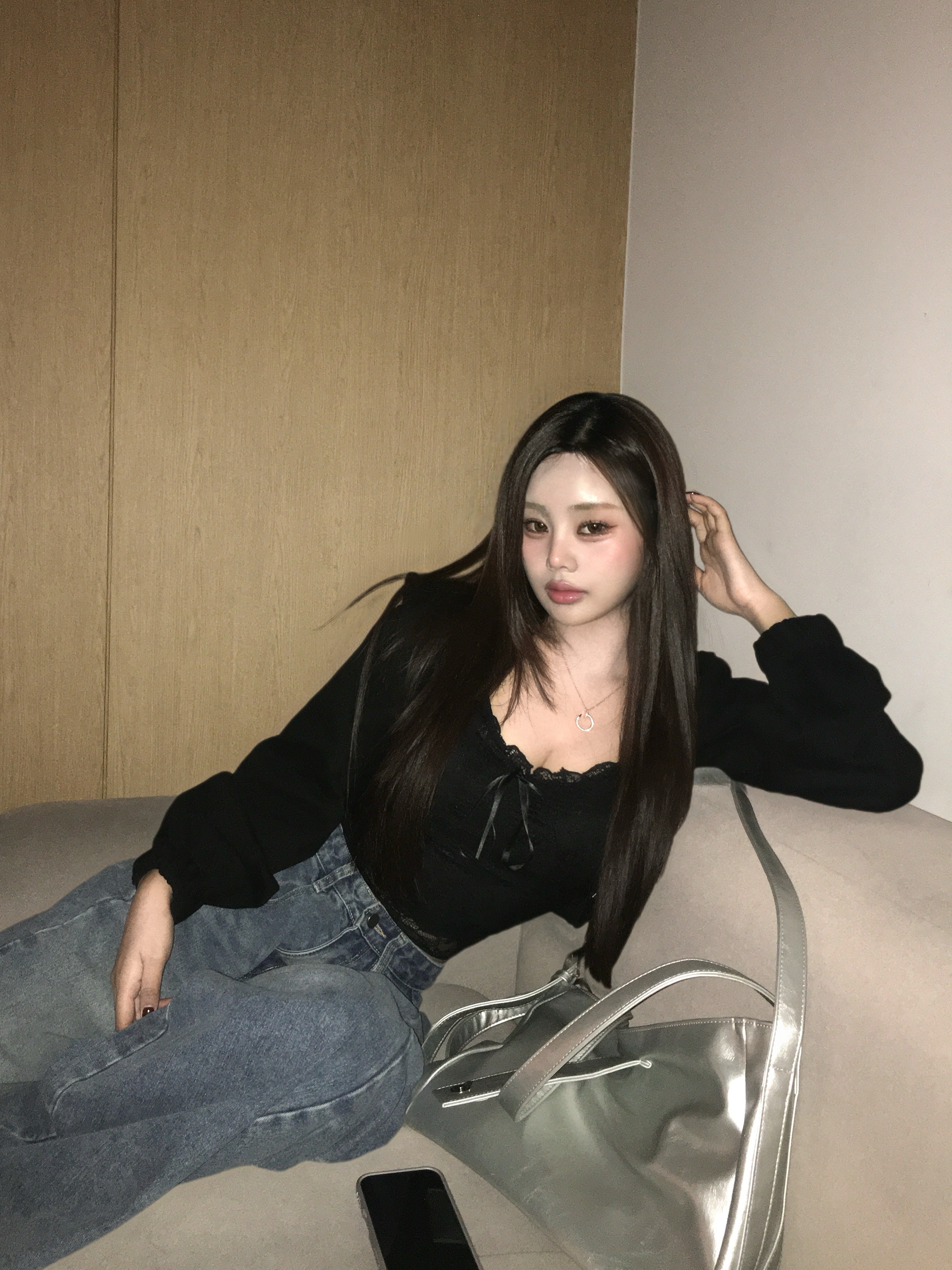 PHOS333 W Hooded Bolero 착용 스타일 - 3