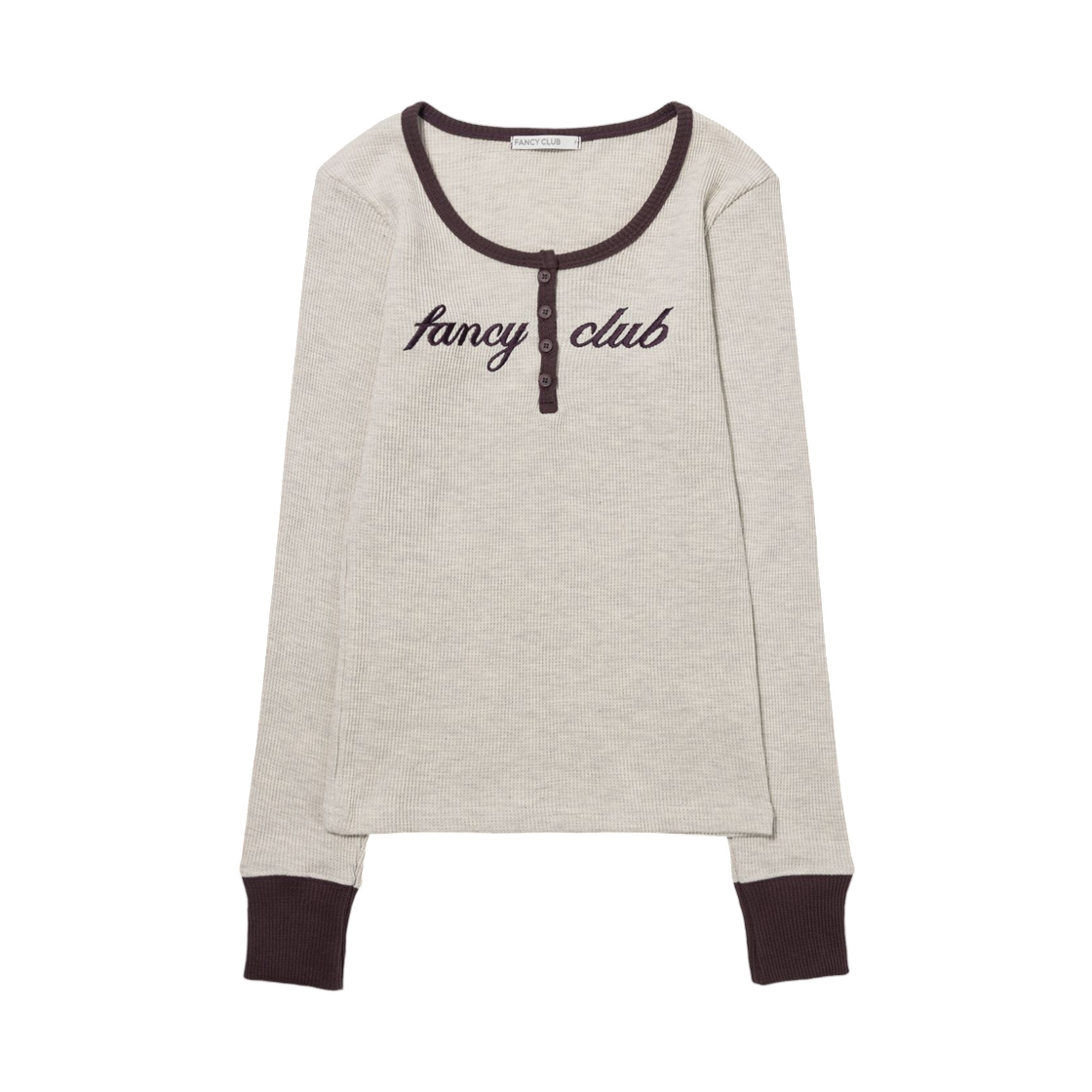 (W) 팬시 클럽 헨리넥 와플 롱슬리브 오트밀((W) Fancy Club Henry Neck Waffle Long Sleeve Oatmeal)