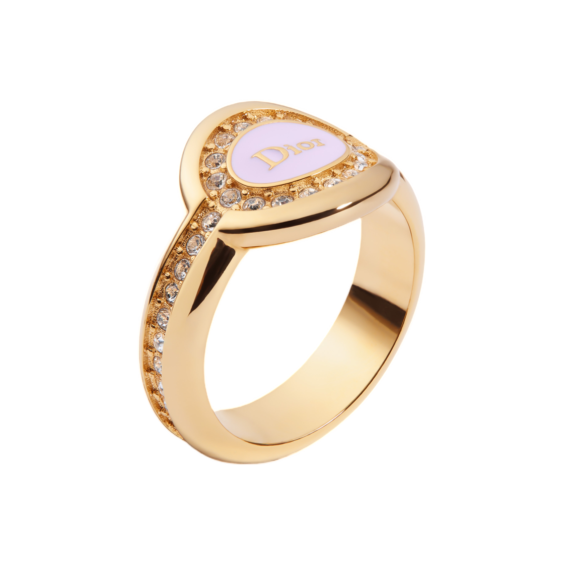 R2832WOMLQ-D25K (W) Dior Core Ring Finish Metal Crystal Lacquer Gold Rose Tendre