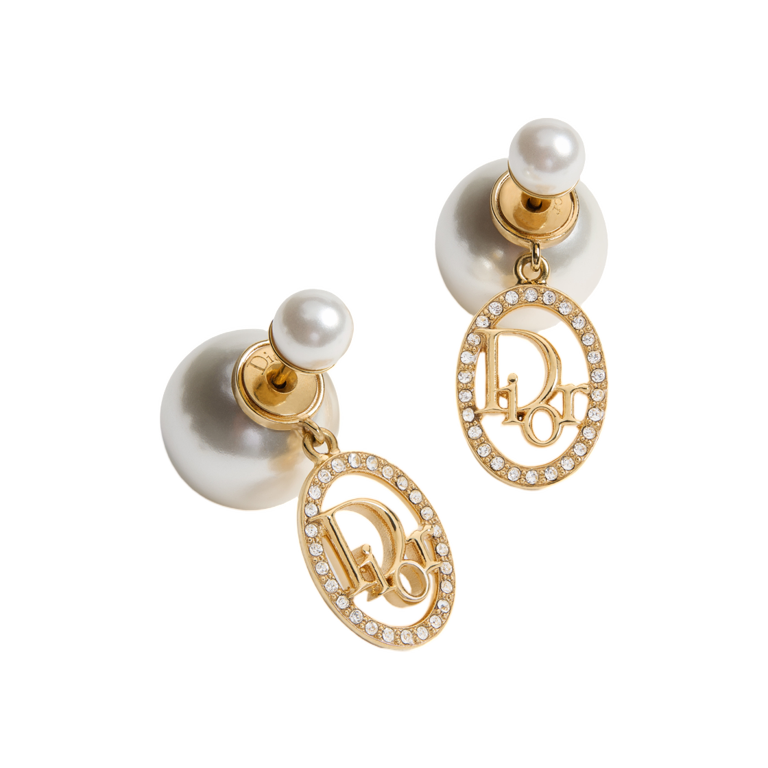 E4881WOMCY-D319 (W) Dior Tribales Earrings Finish Metal & Resin Pearl Crystal Gold White