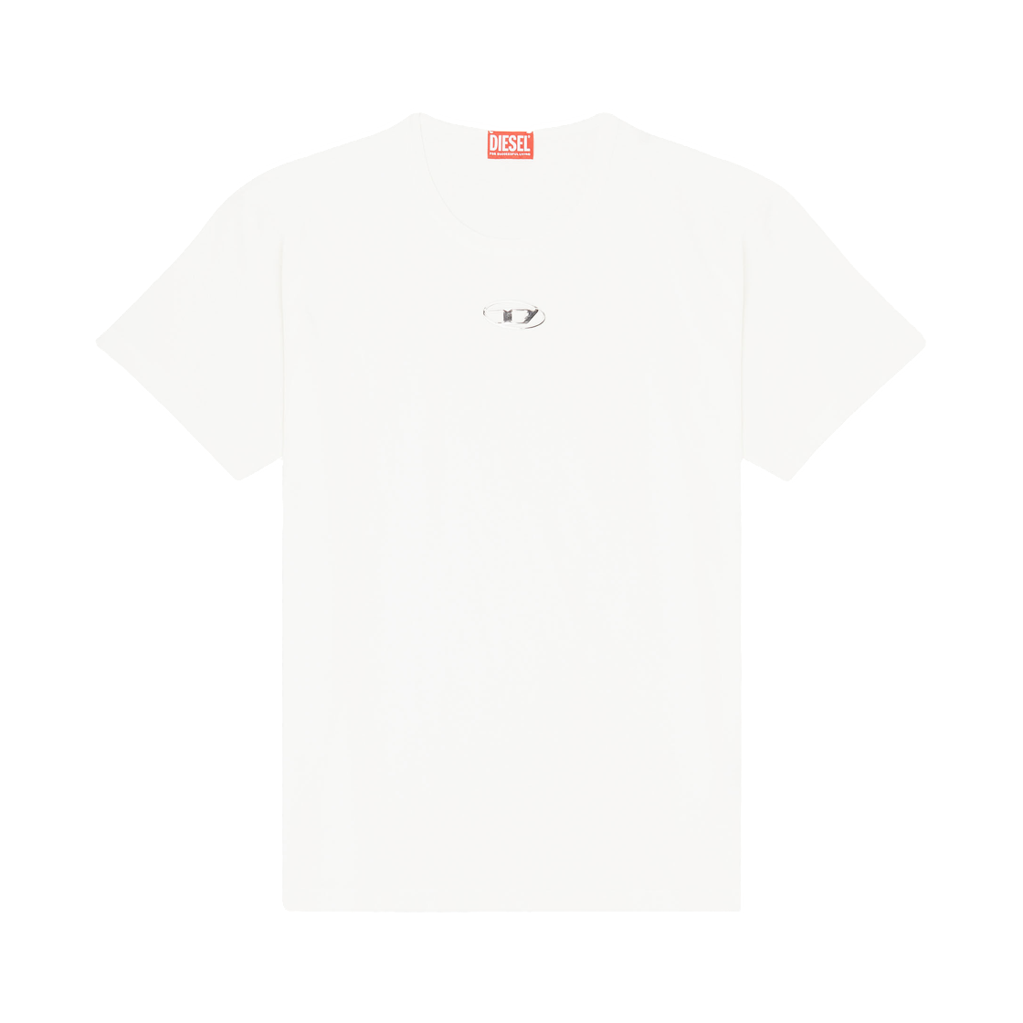 A202970JMBB-141 Diesel Light Cotton T-Shirt with Metallic Oval D Logo White