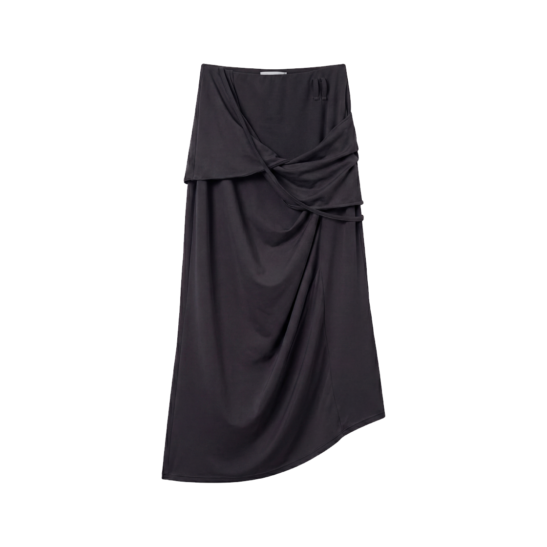 비엘알 어시메트릭 레이어드 맥시 스커트 블랙(BLR Asymmetric Layered Maxi Skirt Black)