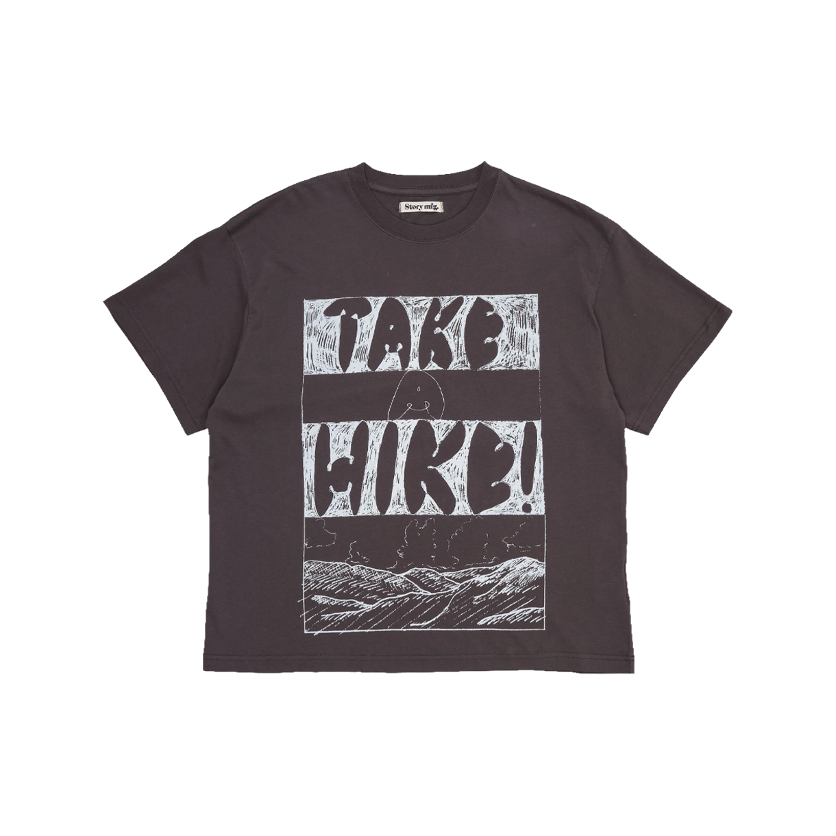 KW6CTSSSY04KG Story mfg Women Grateful Tee SS Charcoal Take A Hike - 26FW