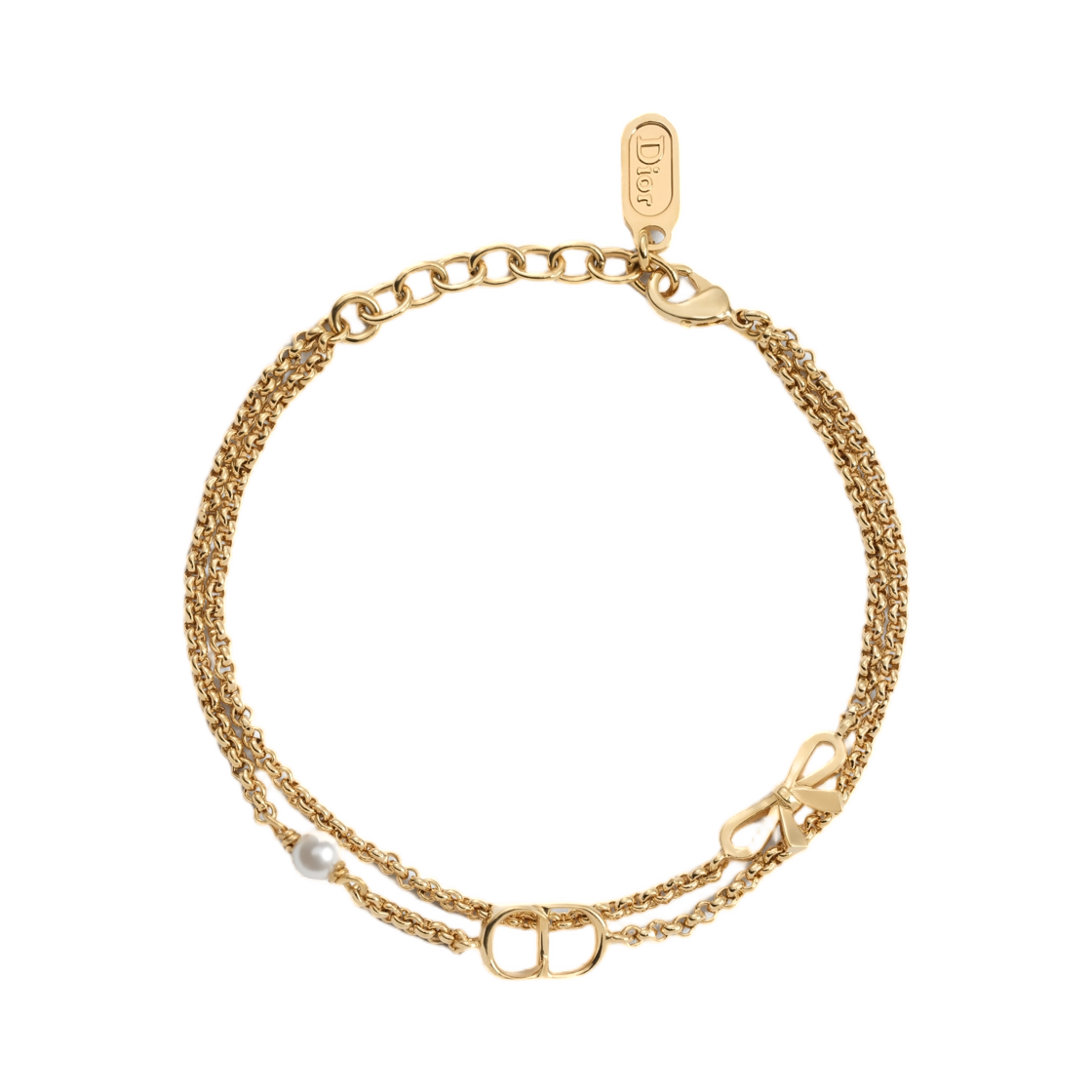 B3414WOMRS-D301 (W) Dior CD Mini Bow Bracelet Finish Metal & Resin Pearl Gold White