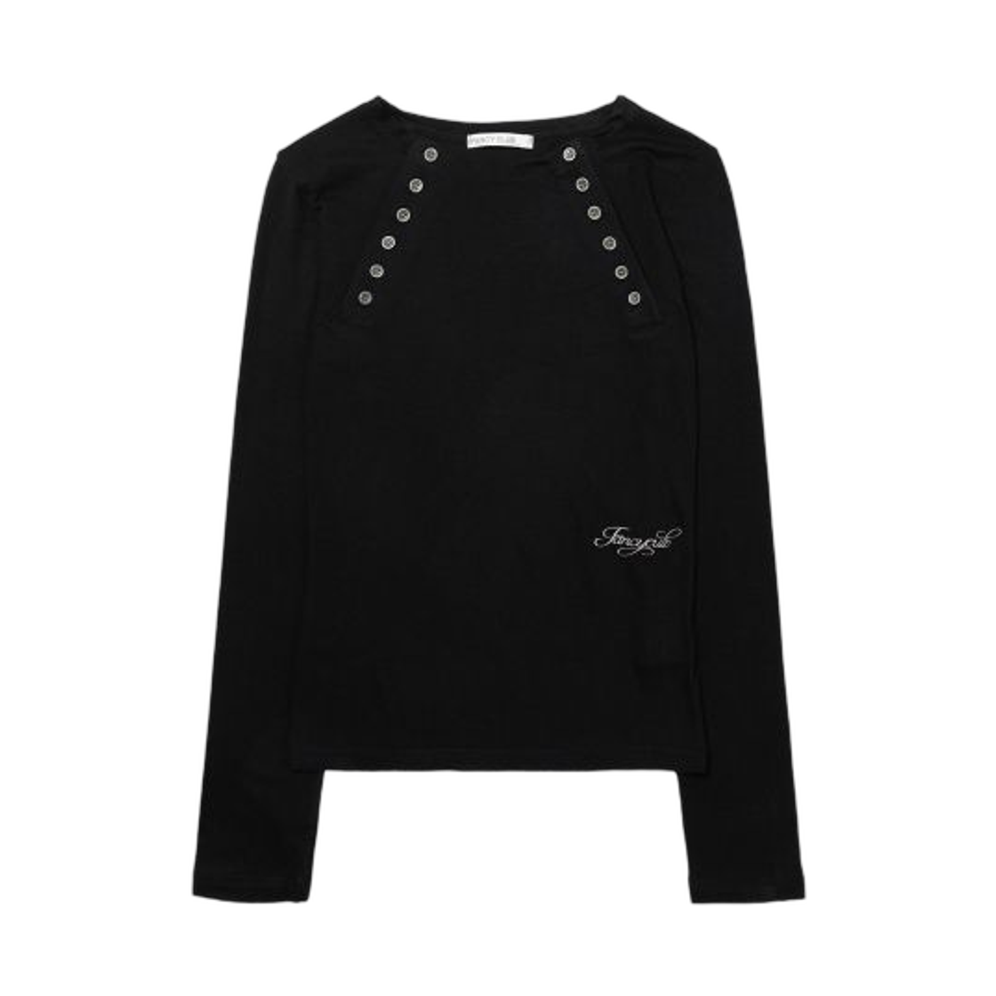 F26QB048BK (W) Fancy Club Move Button Long Sleeve Black