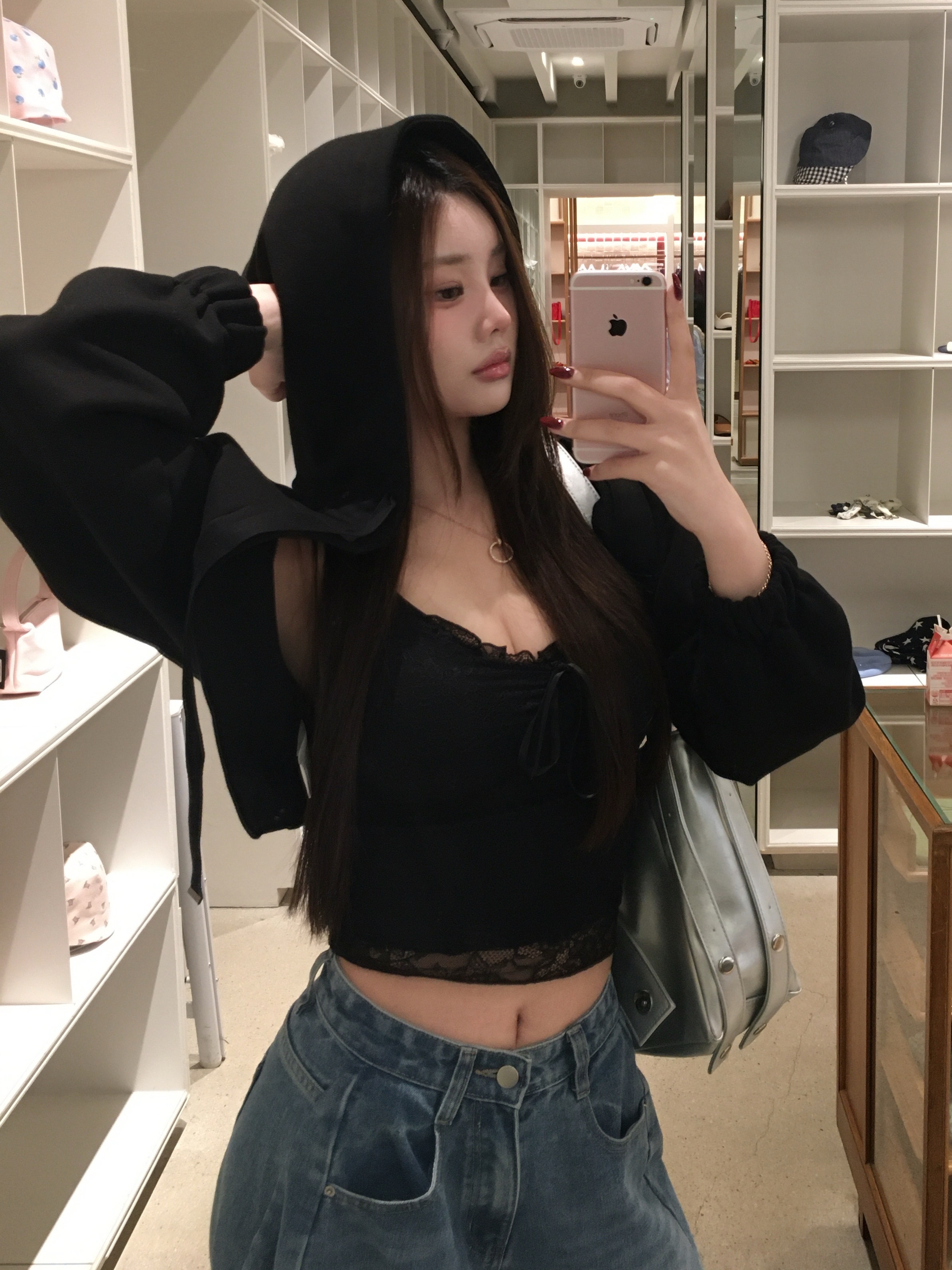 PHOS333 W Hooded Bolero 착용 스타일 - 1