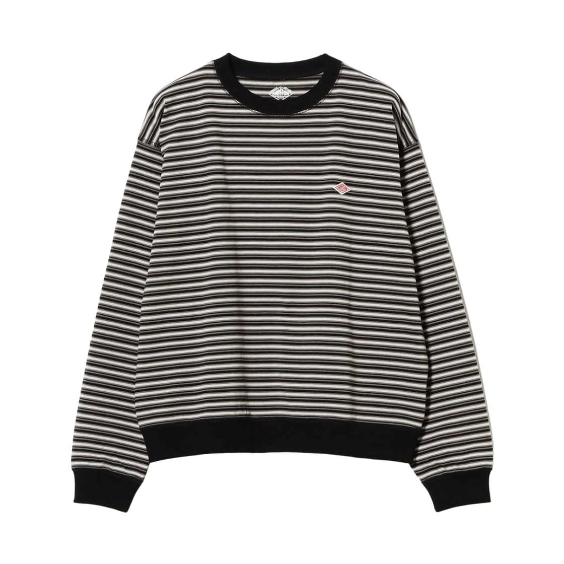 (W) 단톤 스트라이프 롱슬리브 스웨트 티셔츠 809 차콜 블랙((W) Danton Stripe Long Sleeve Sweat T-Shirt 809 Charcoal Black)