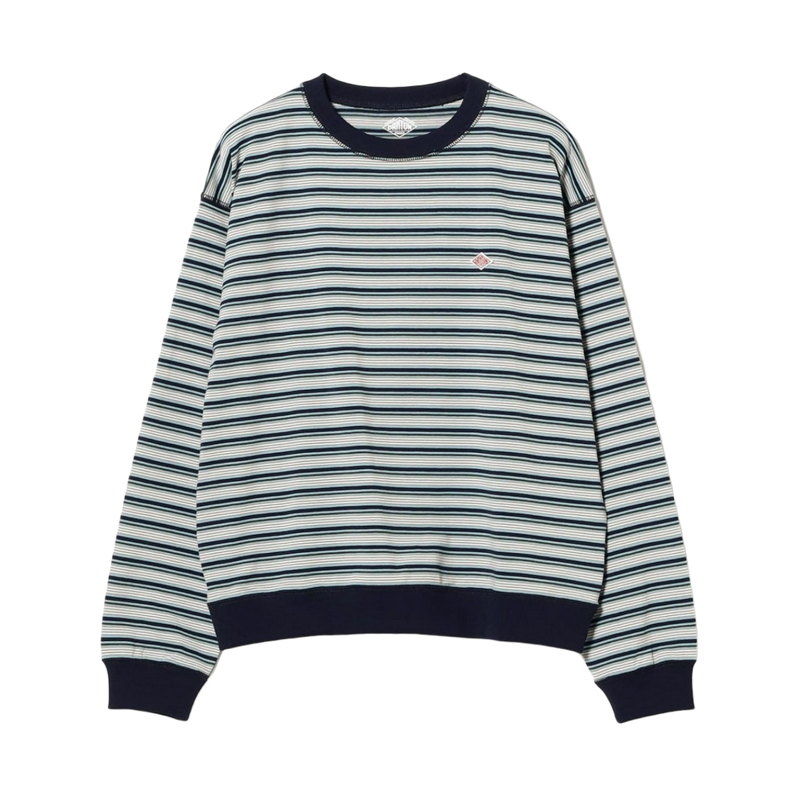 (W) 단톤 스트라이프 롱슬리브 스웨트 티셔츠 2606 블루 그레이((W) Danton Stripe Long Sleeve Sweat T-Shirt 2606 Blue Grey)
