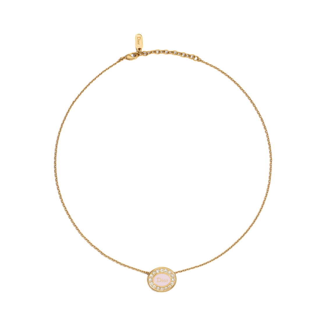 N3831WOMLQ-D25K (W) Dior Core Necklace Finish Metal Crystal Lacquer Gold Rose Tendre