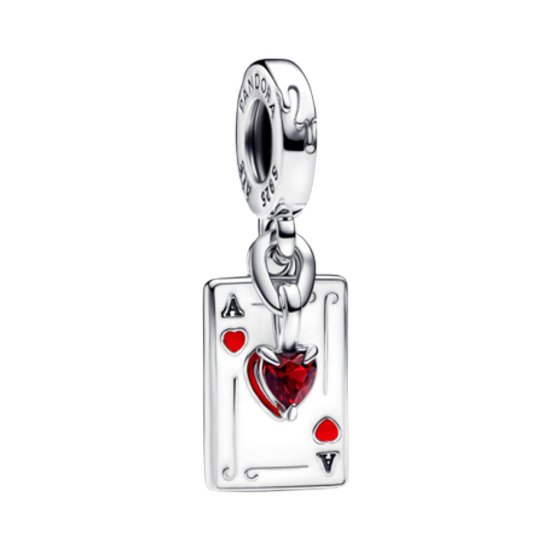 (W) 판도라 디즈니 빌런즈 이블 퀸 오브 하트 더블 댕글 참 스털링 실버((W) Pandora Disney Villains Evil Queen of Hearts Double Dangle Charm Sterling Silver) - 1