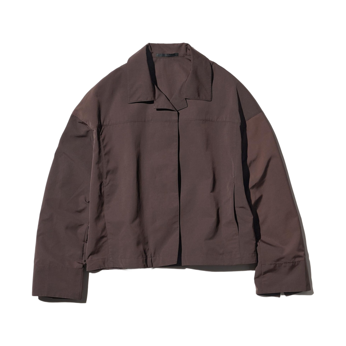 483810-38 (W) Uniqlo Open Collar Short Jacket Dark Brown