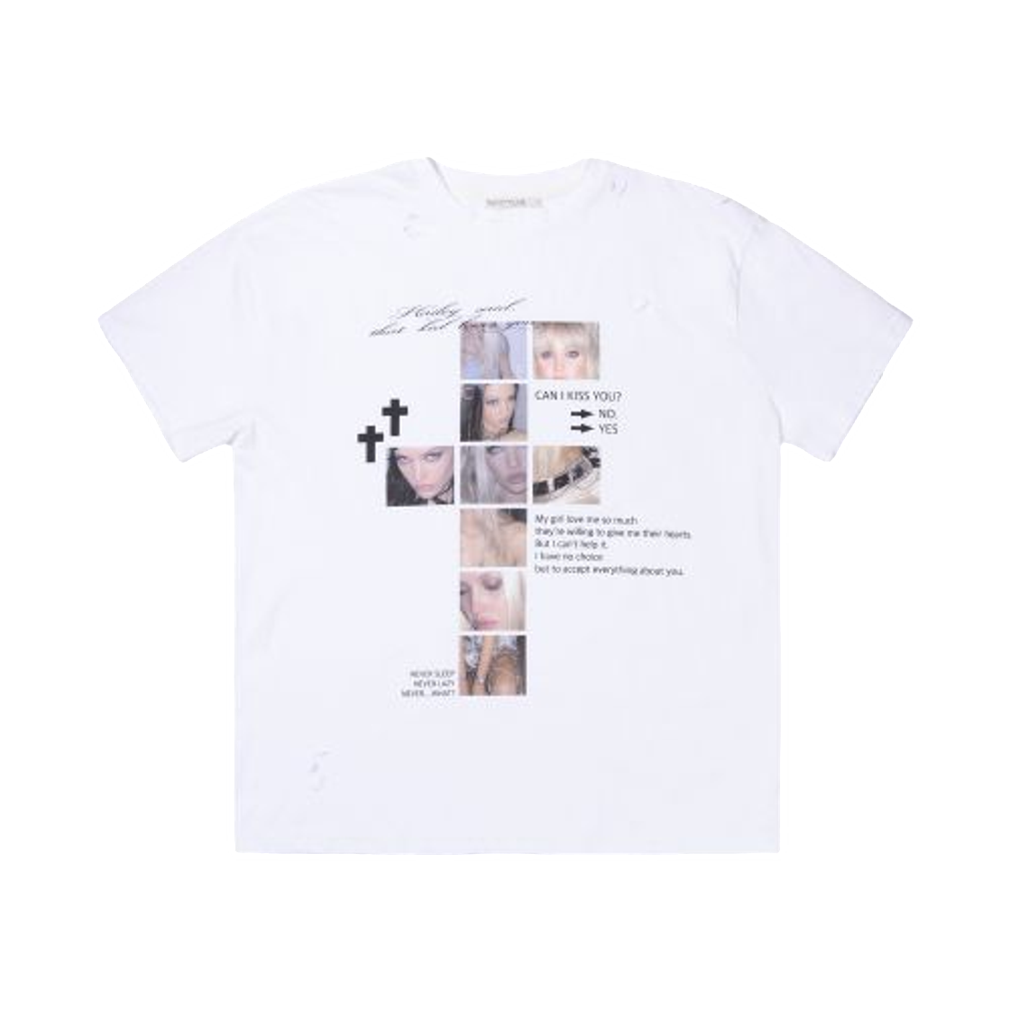 F26QB050WH (W) Fancy Club Damage Fearless T-Shirt White