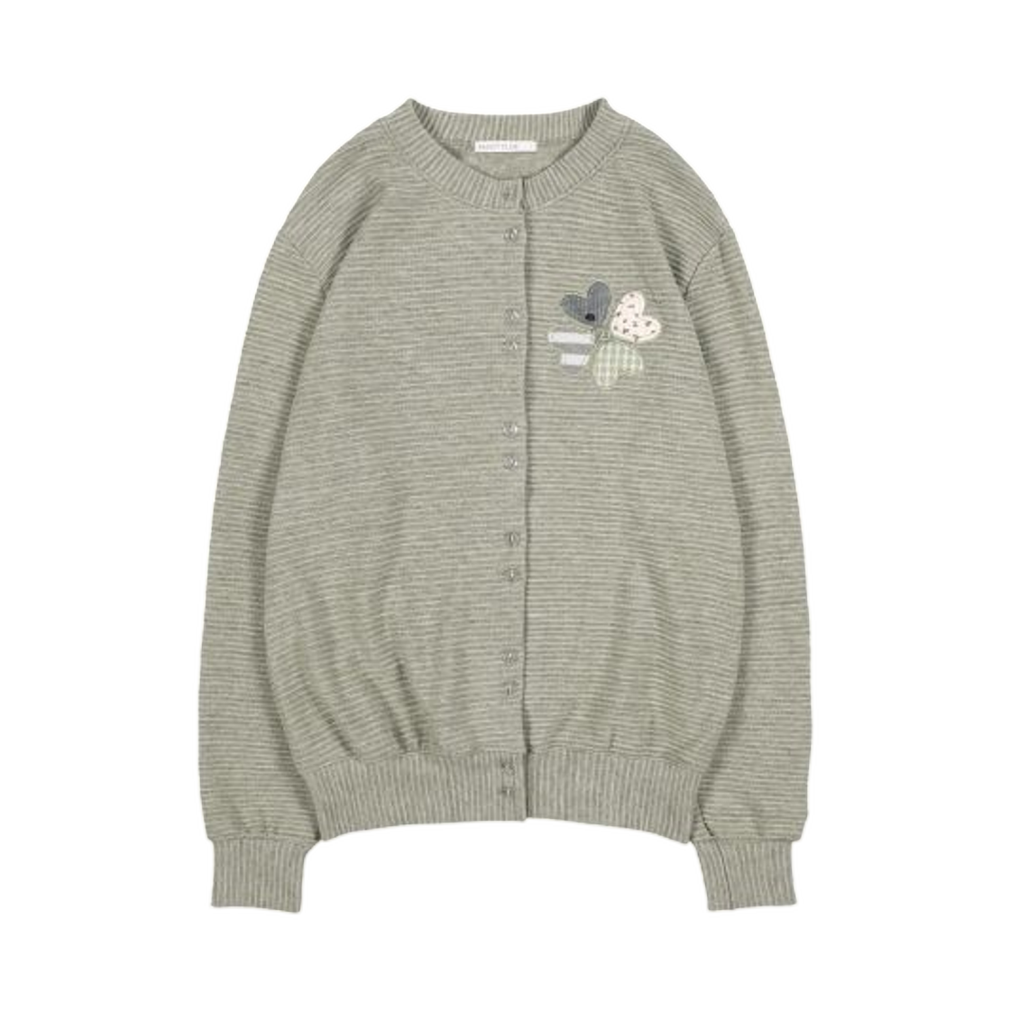 (W) 팬시 클럽 클로버 패치워크 가디건 베이지((W) Fancy Club Clover Patchwork Cardigan Beige)