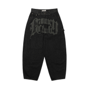(W) Fancy Club Tooth Jam Wide Denim Pants Black