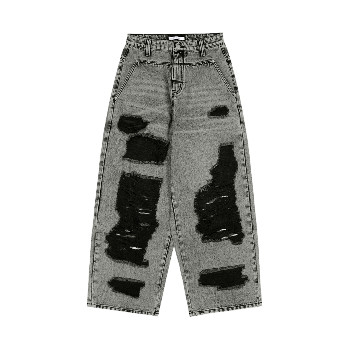 (W) 팬시 클럽 워시드 데미지 데님 팬츠 그레이((W) Fancy Club Washed Damaged Denim Pants Gray)