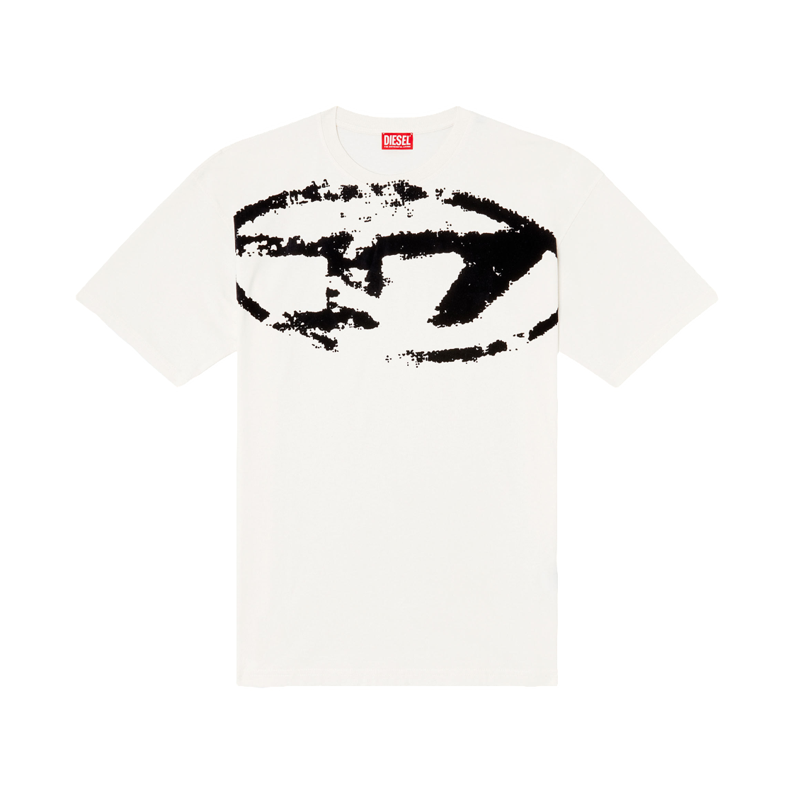 A130490DQAU-141A Diesel T-Shirt with Distressed Flocked Logo White