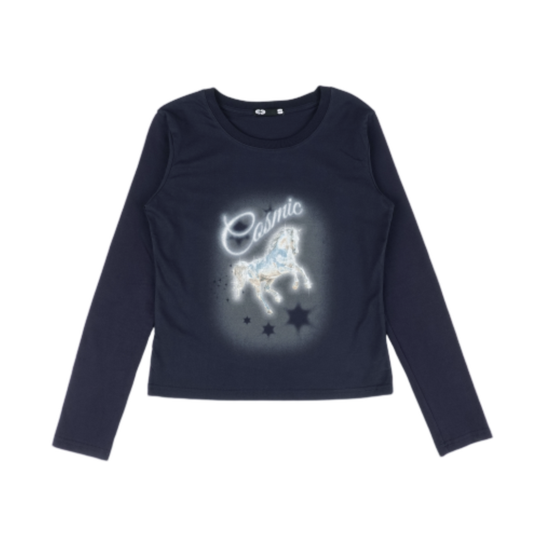 이알티알 코스믹 홀스 롱슬리브 티셔츠 스몰 핏 네이비(ERTR Cosmic Horse L/S T-Shirt Small Fit Navy)