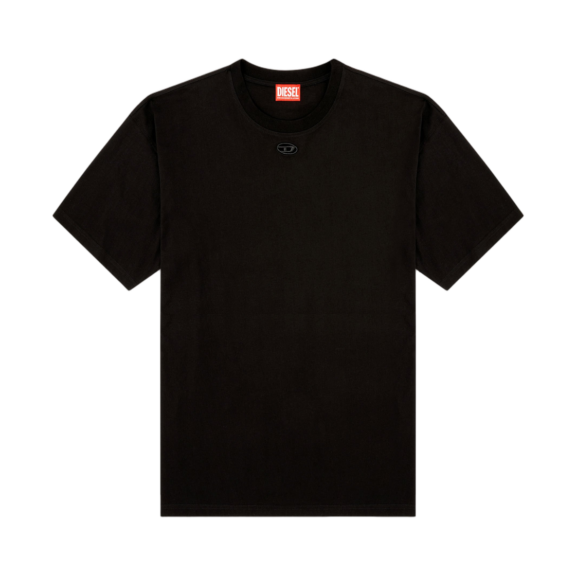 A200490NIAX-9XX Diesel Relaxed Cotton T-Shirt with Oval D Embroidery Black