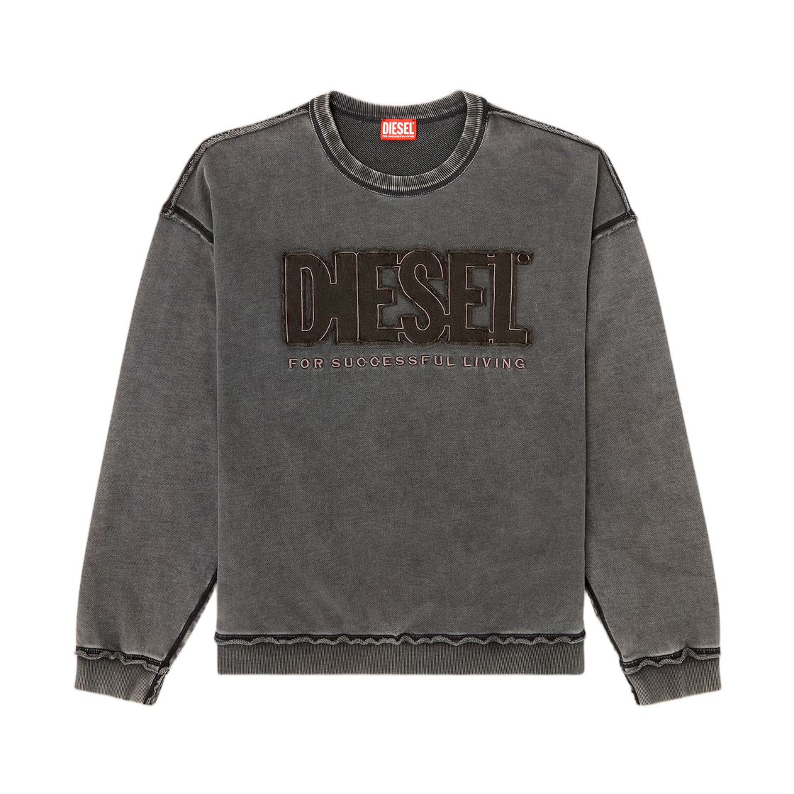 A204630KMAG-9XX Diesel Cotton Sweatshirt with Applique Logo Dark Grey