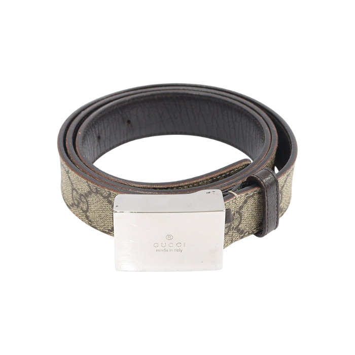 ITJFP7LTKM8M Gucci 114966 PVC GG Logo Canvas Men Belt