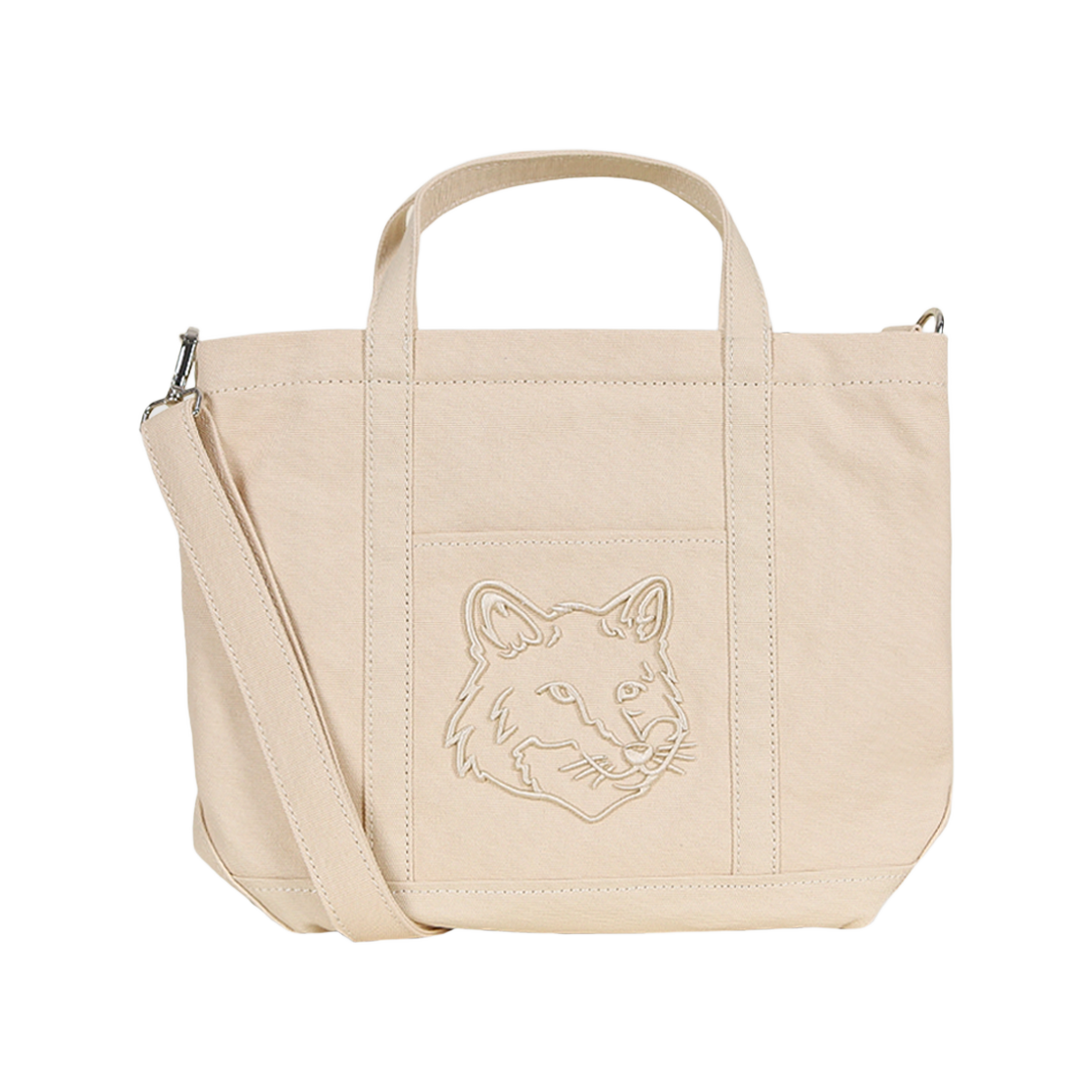 LW05103WW0107 0432 [25% 쿠폰] Maison Kitsune Fox Head Small Tote Macadamia