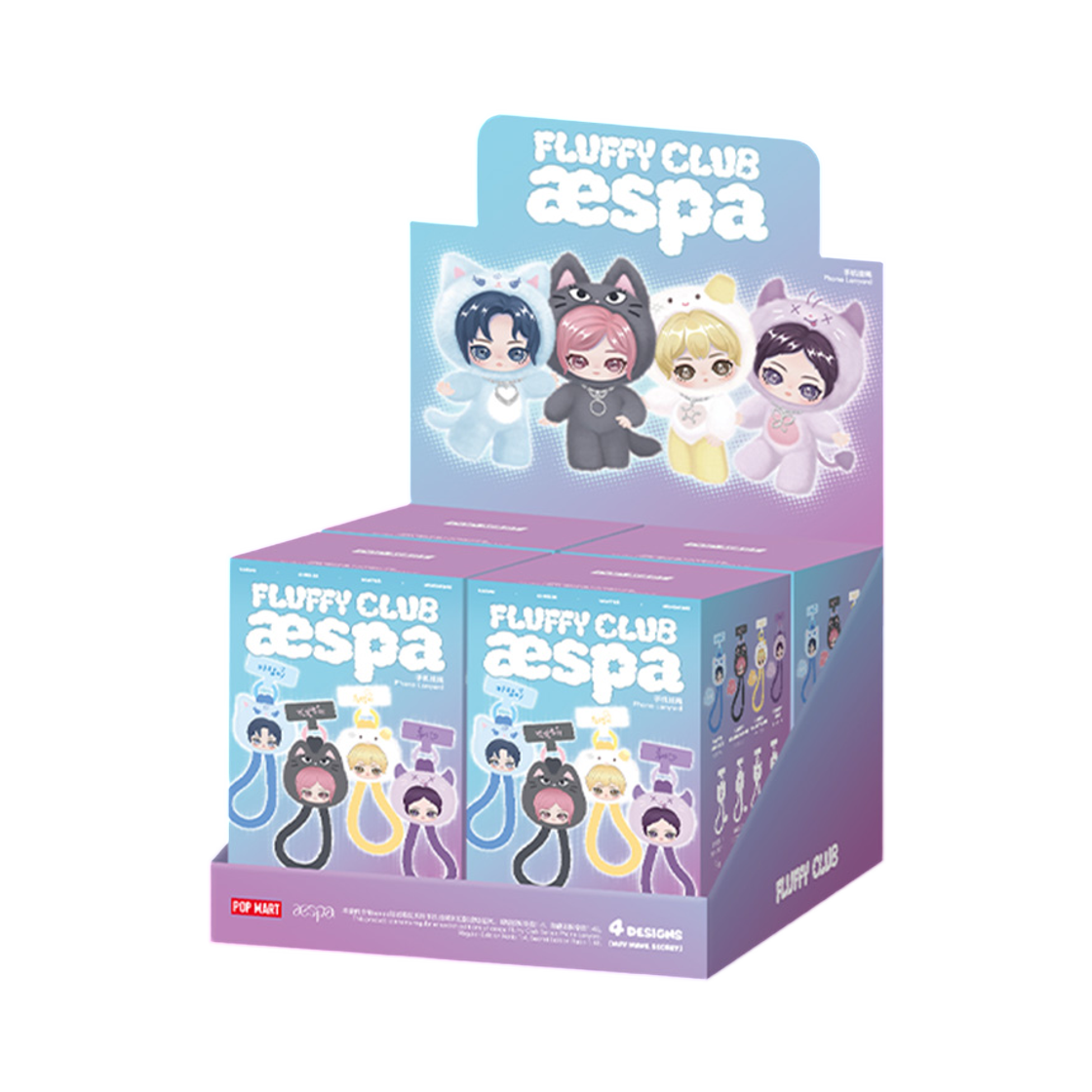 팝마트 x 에스파 플러피 클럽 시리즈 휴대폰 스트랩 미개봉 랜덤박스 (4개입)(Pop Mart x Aespa Fluffy Club Series Phone Lanyard Sealed Case (4 Blind Boxes)) - 1