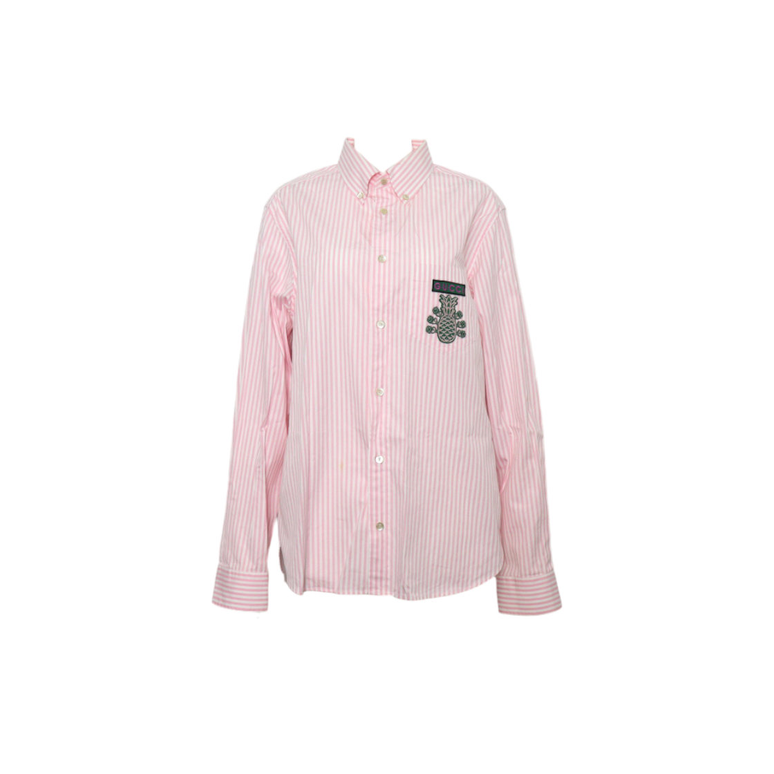 IT8RONJN75GH Gucci Pink Cotton Embroidered Logo Stripe Women Shirt