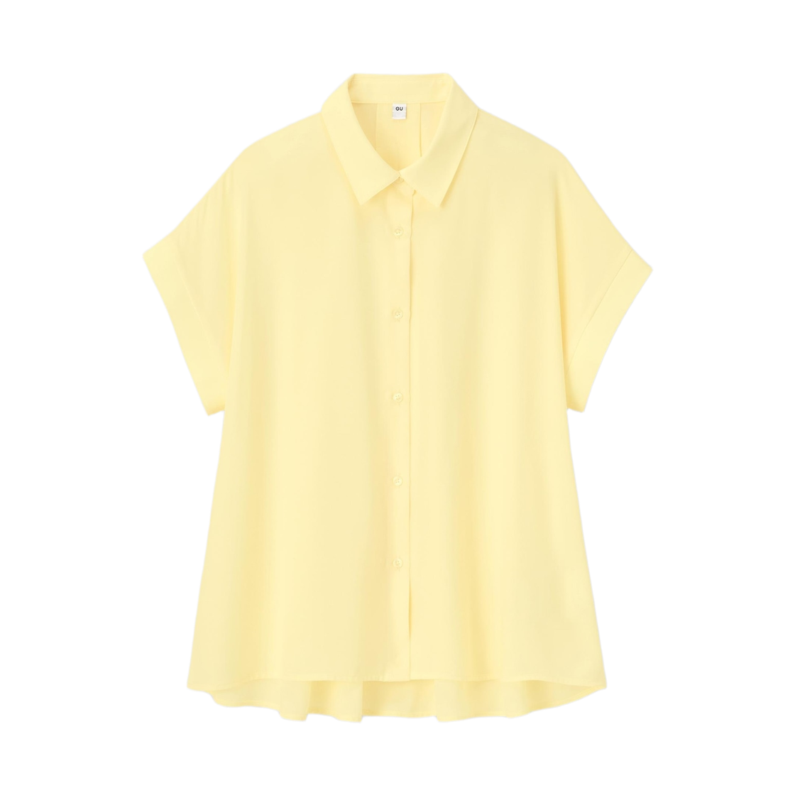 358737-42 (W) GU Draped Flared Short Sleeve Shirt Yellow
