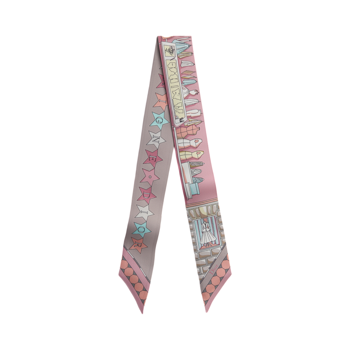64TM106I6124-C400 (W) Dior Inside Dior Avenue Mitzah Scarf Multi Color Silk Twill Pink Multicolor