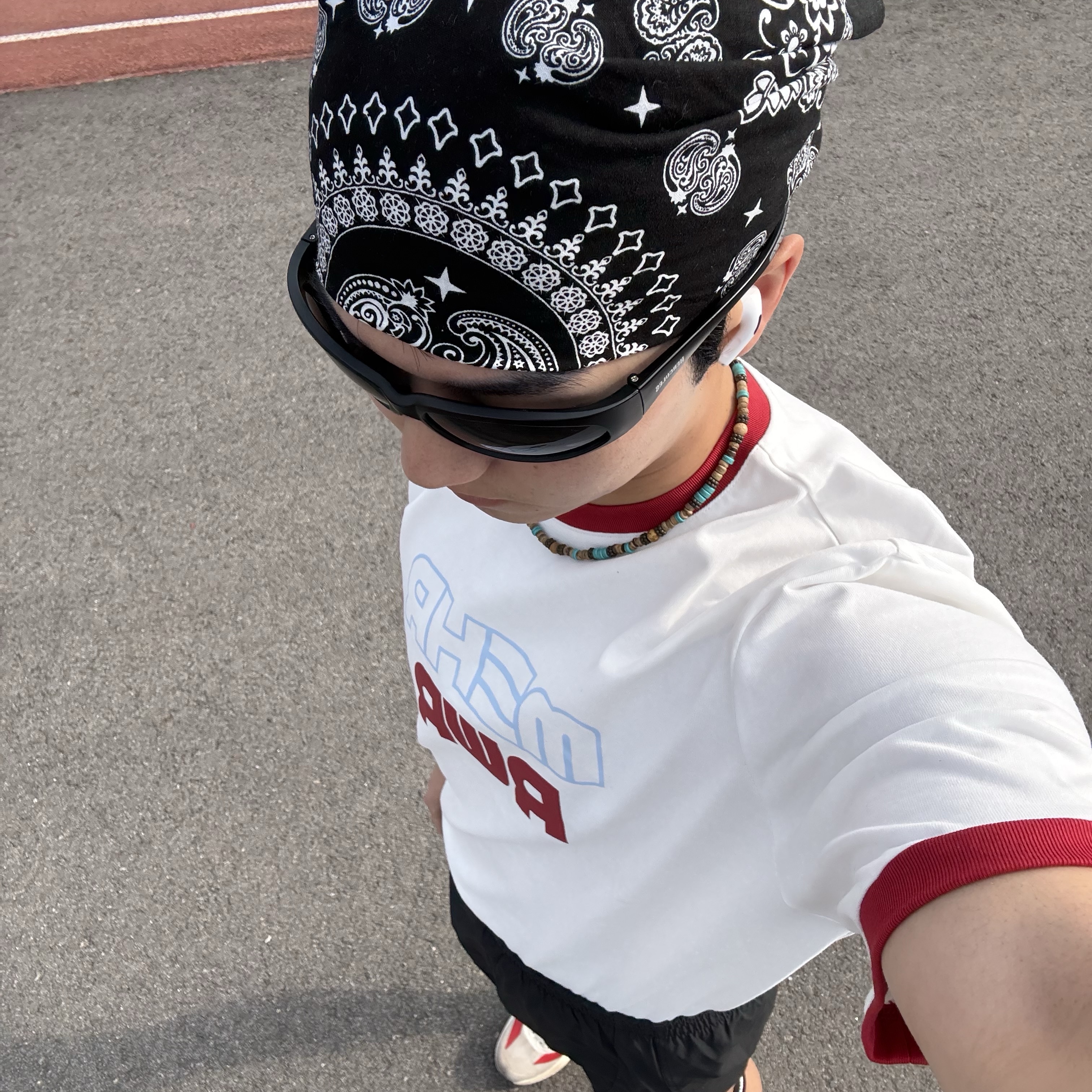 [KREAM 단독] RWR x MEHR Ringer T-Shirt White, Adidas Adizero EVO SL Off White Better Scarlet 착용 스타일 - 4
