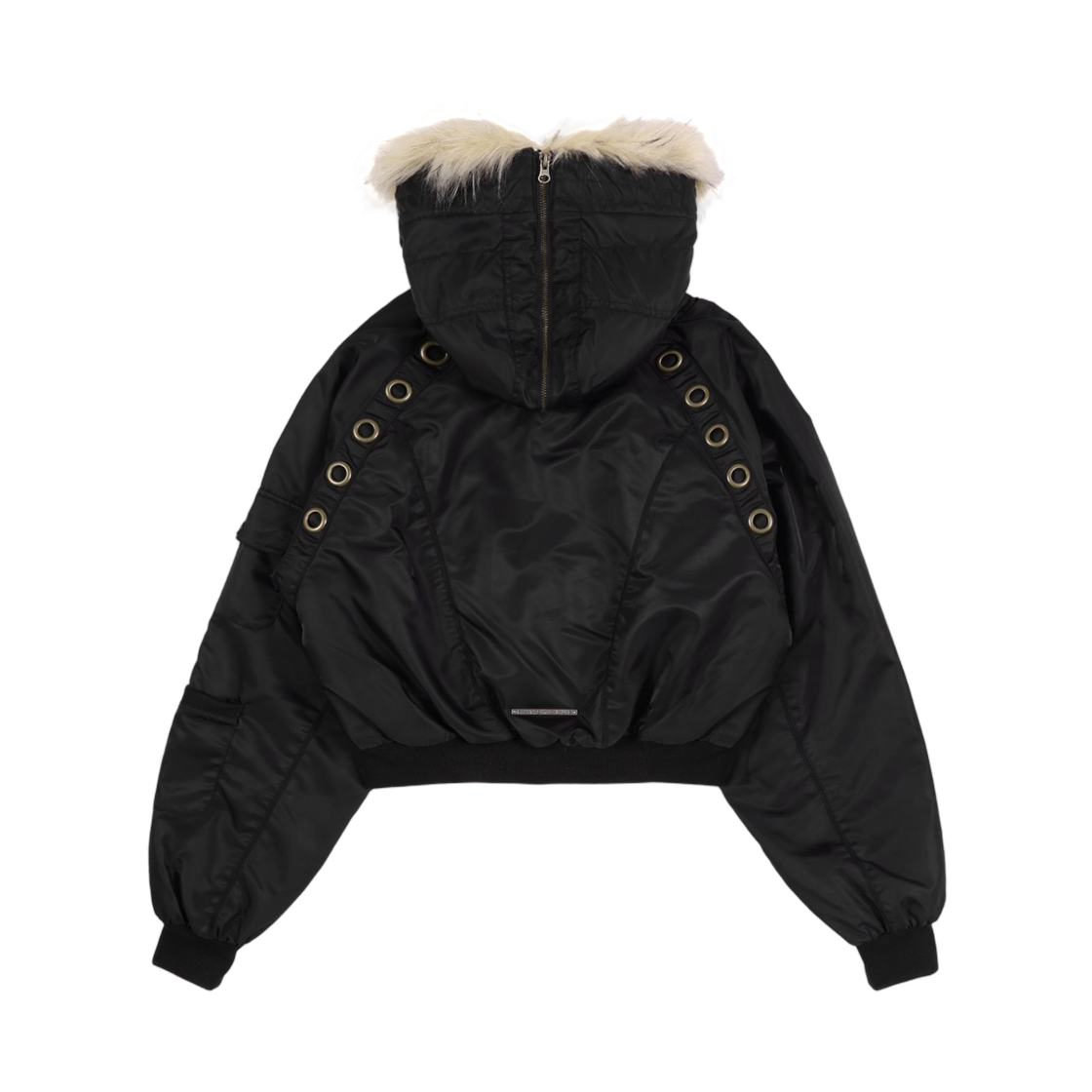 (W) 팬시 클럽 아일렛 퍼 MA-1 블랙((W) Fancy Club Eyelet Fur MA-1 Black) - 2