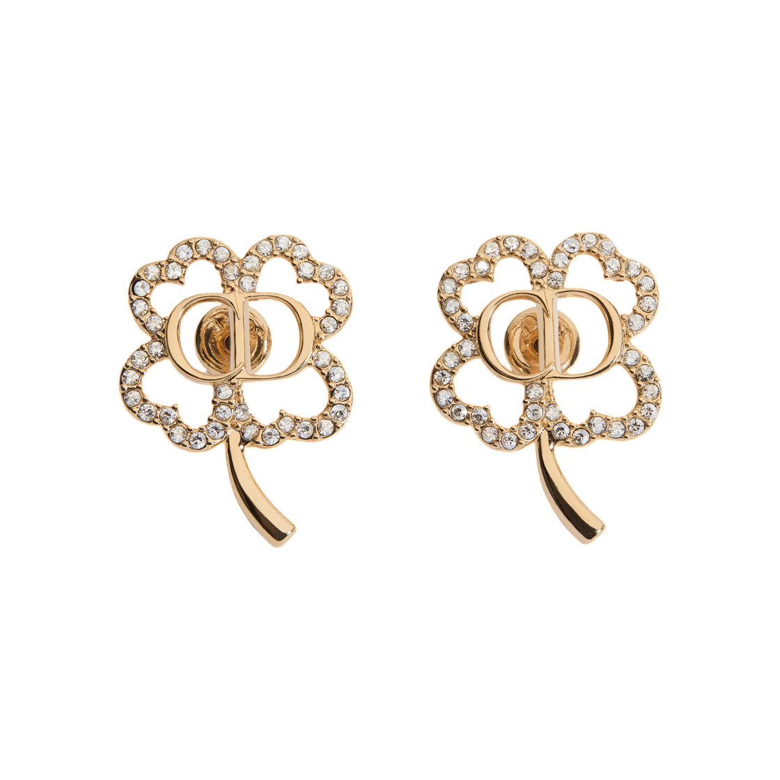 E4846WOMCY-D319 (W) Dior CD Shiny Clover Earrings Finish Metal & Crystal Gold