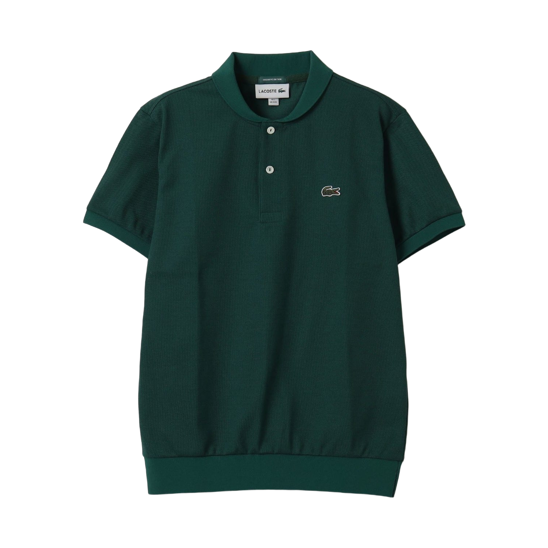 (W) 빔즈 골프 x 라코스테 숄 칼라 폴로 셔츠 그린((W) Beams Golf x Lacoste Shawl Collar Polo Shirt Green)