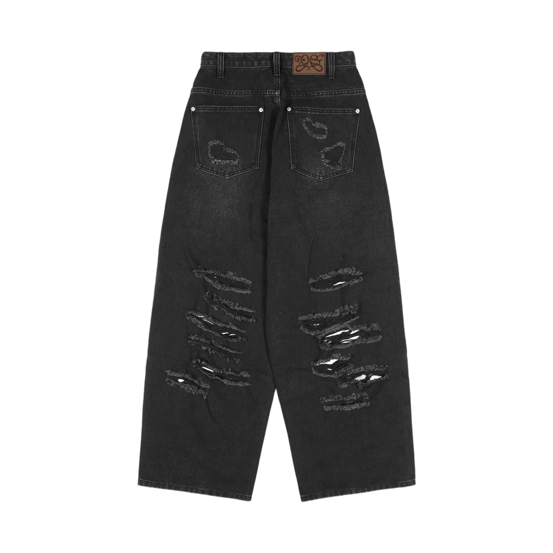 (W) 팬시 클럽 워시드 데미지 데님 팬츠 블랙((W) Fancy Club Washed Damaged Denim Pants Black) - 2