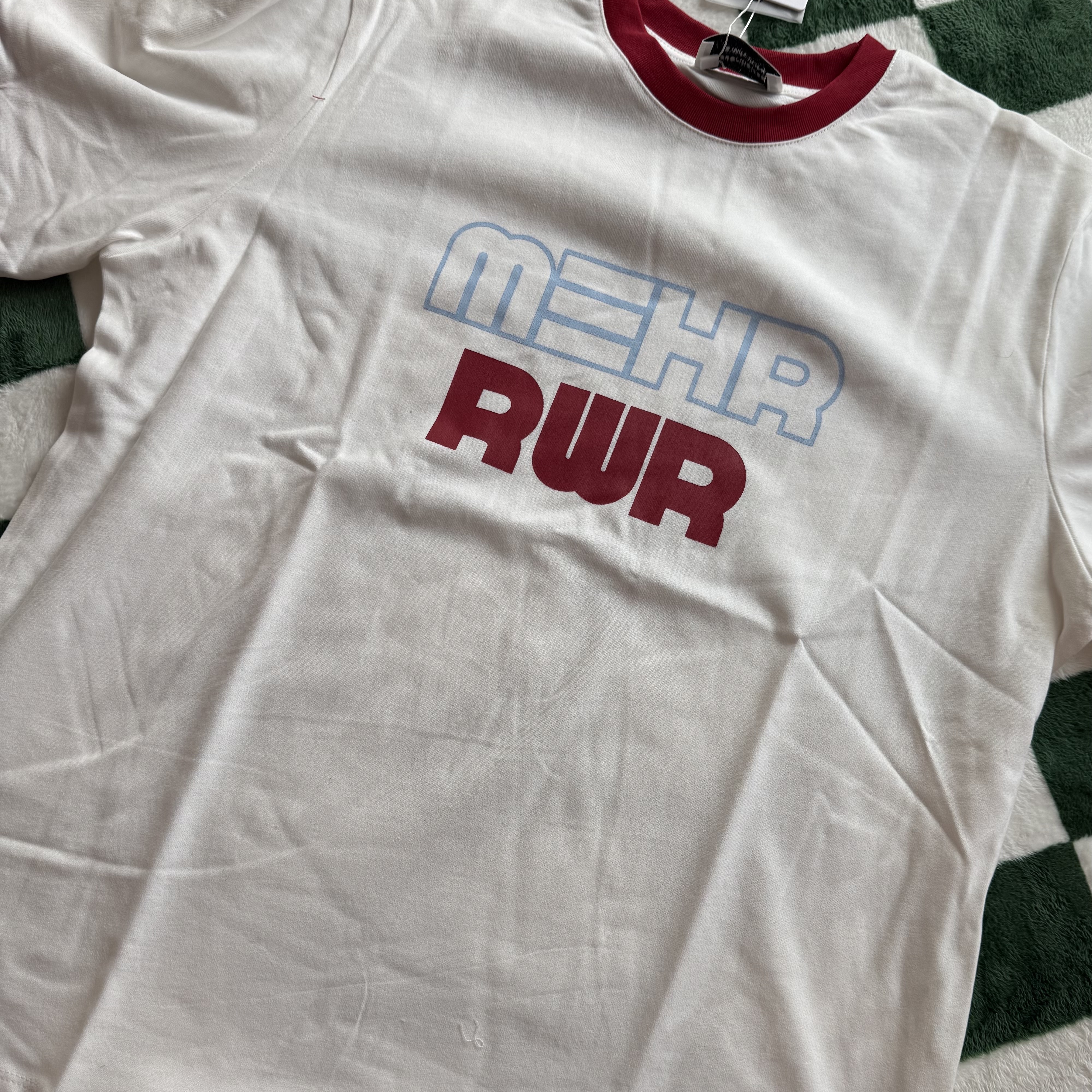 [KREAM 단독] RWR x MEHR Ringer T-Shirt White, Adidas Adizero EVO SL Off White Better Scarlet 착용 스타일 - 6