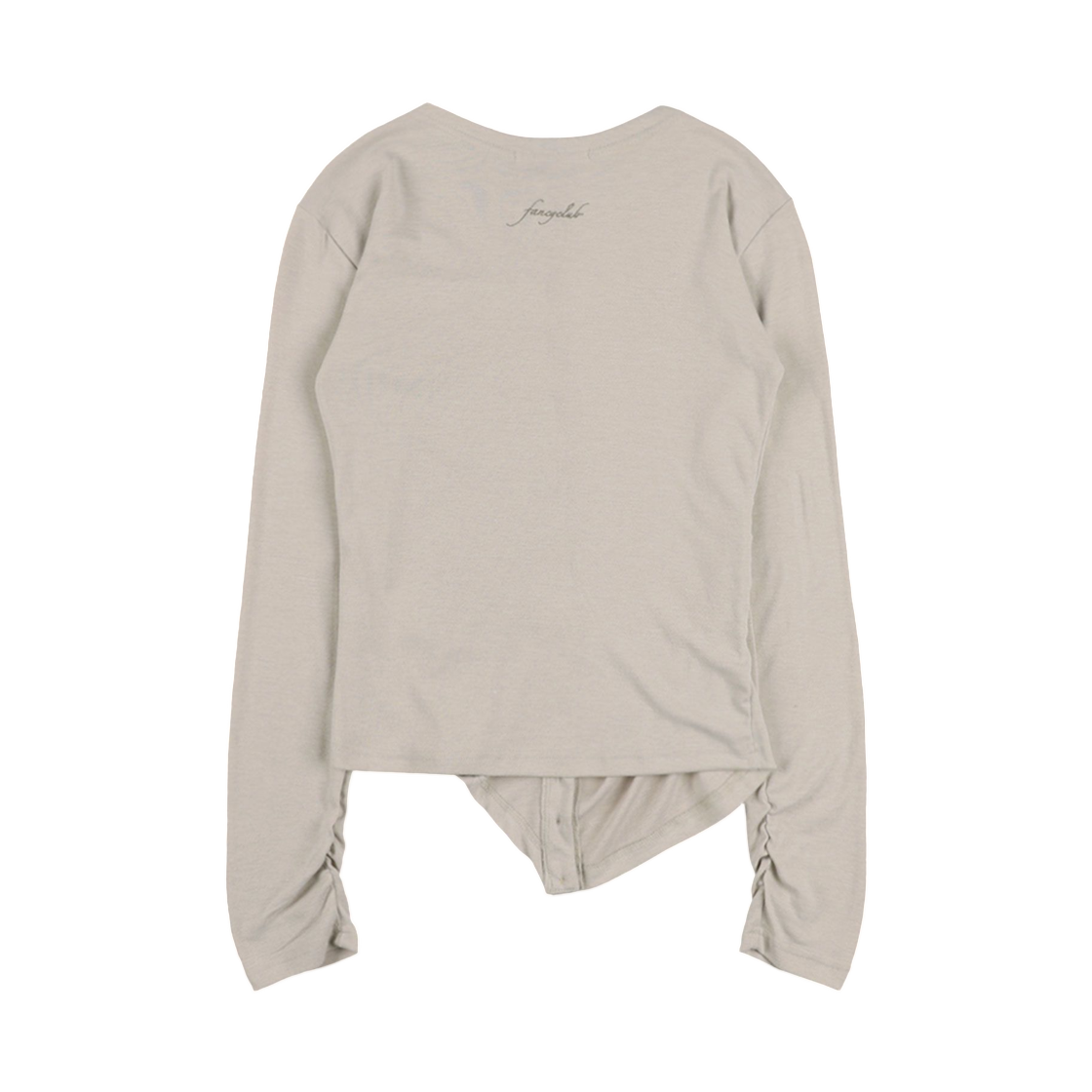 (W) 팬시 클럽 언밸런스드 셔링 가디건 베이지((W) Fancy Club Unbalanced Shirring Cardigan Beige) - 2