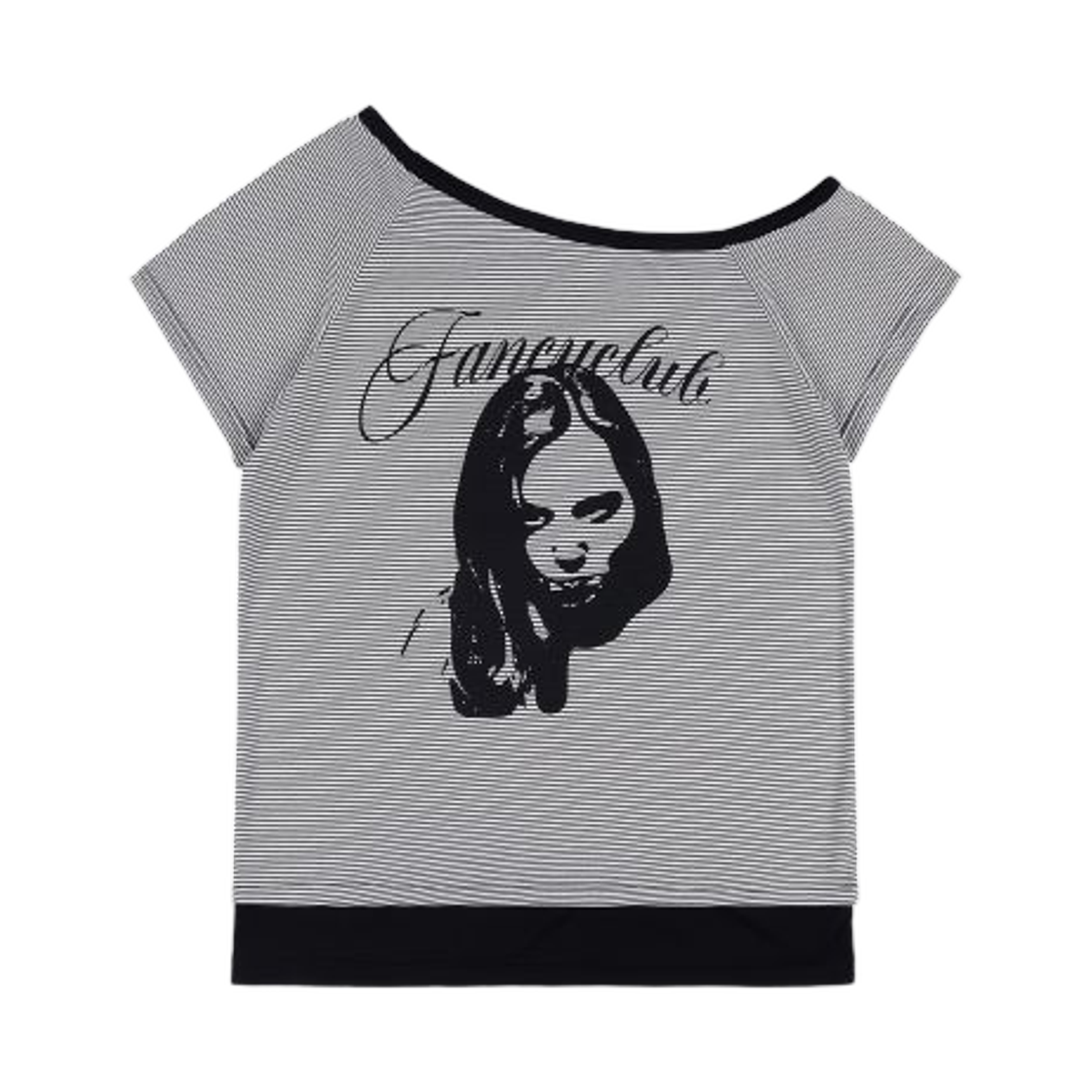 (W) 팬시 클럽 미스틱 원 숄더 티셔츠 블랙((W) Fancy Club Mystic One Shoulder T-Shirt Black) - 1
