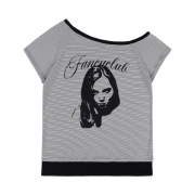 (W) Fancy Club Mystic One Shoulder T-Shirt Black