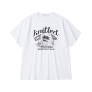 Knitted Pigment Palm Tree Graphic T-Shirt White
