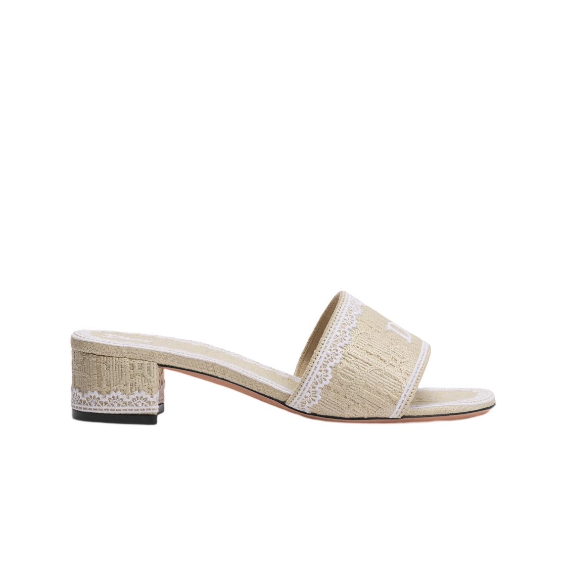 KCO530DET-S30T (W) Dior Dentelle Heel Slide Dior Oblique Embroidered Cotton & Lace Trench White