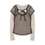 (W) Fancy Club 3Way Dot Layered Long Sleeve Beige