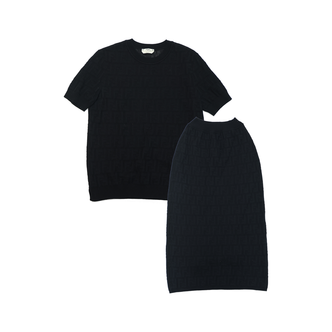 펜디 FF 니트 탑 스커트 셋업 블랙(Fendi FF Knit Top & Skirt Set Black)