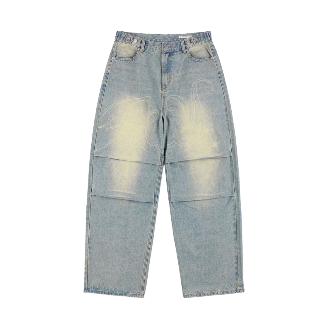 (W) 팬시 클럽 엔젤 빈티지 워싱 핀턱팬츠 블루((W) Fancy Club Angel Vintage Washing Pin Tuck Pants Blue)