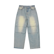 (W) Fancy Club Angel Vintage Washing Pin Tuck Pants Blue