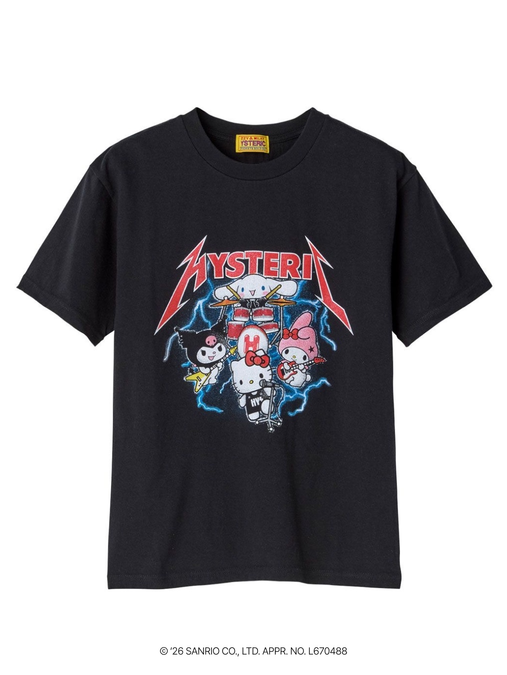 (W) Hysteric Glamour x Sanrio Kitty On Woman T-Shirt White, (W) Hysteric Glamour x Sanrio Characters Band T-Shirt White 착용 스타일 - 6