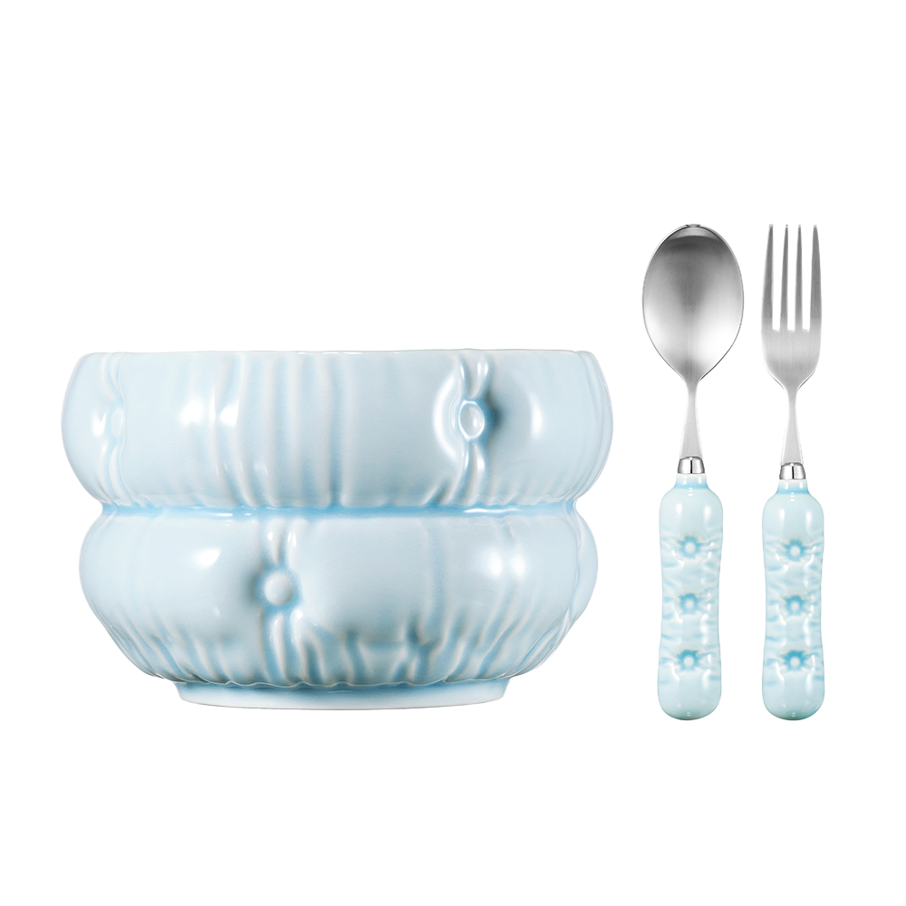리이제 쿠션 보울 & 커트러리 세트 베이비 블루(LEEJAE Cushion Bowl & Cutlery Set Baby Blue)