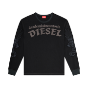 Diesel Long-Sleeve T-Shirt with Prints and Patches Black