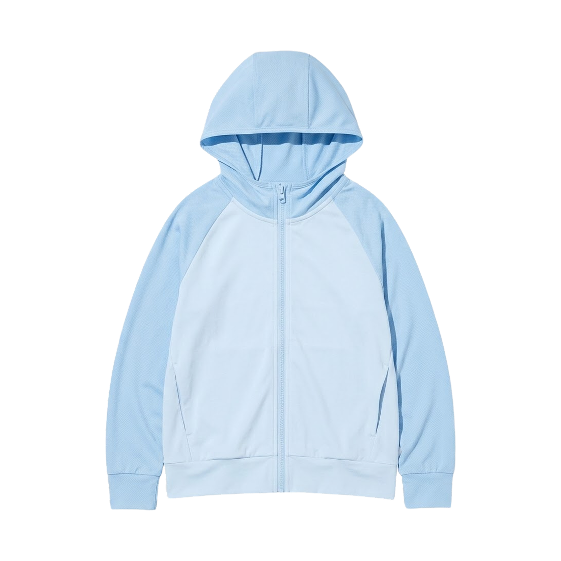 (키즈) 유니클로 에어리즘 UV 프로텍션 풀집 후드 라이트 블루((Kids) Uniqlo Airism UV Protection Full-Zip Hoodie Light Blue) - 1