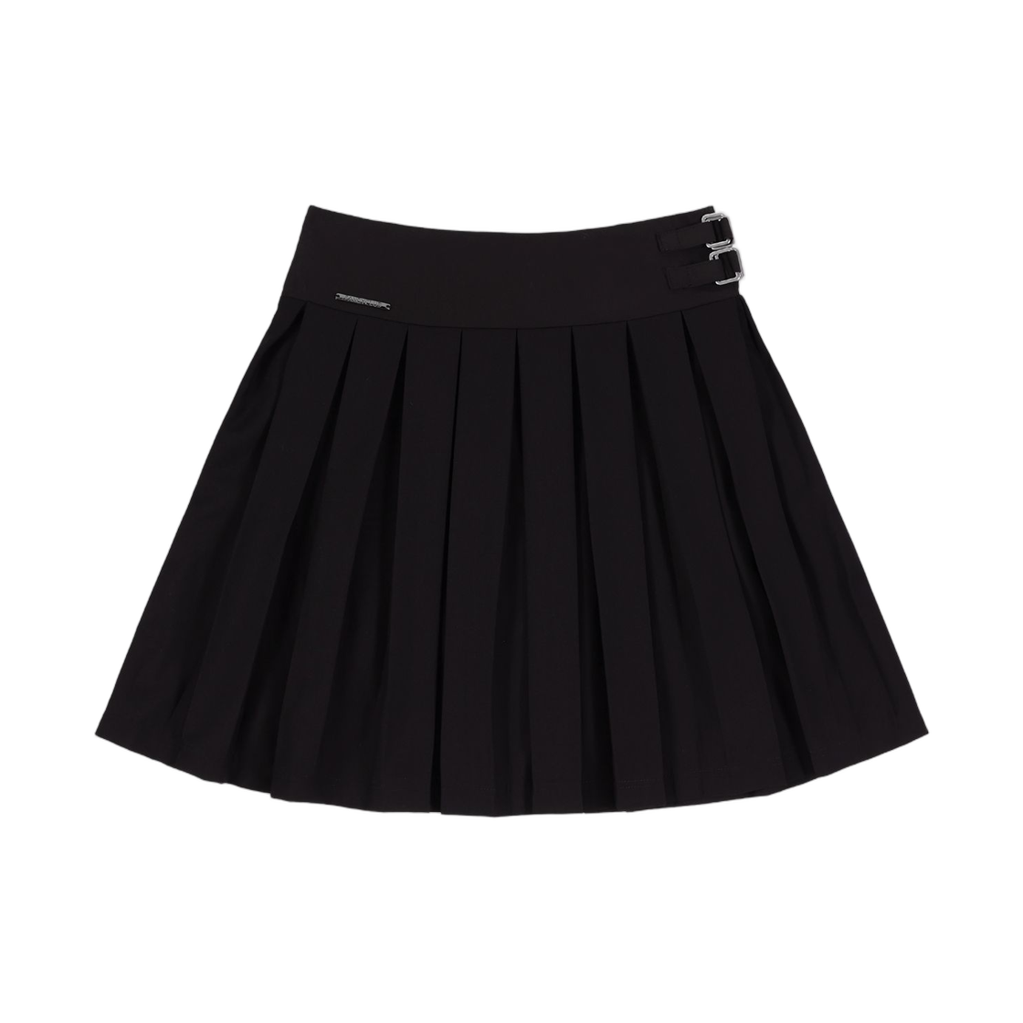 (W) 팬시 클럽 클래식 버클 플리츠 미디 스커트 블랙((W) Fancy Club Classic Buckle Pleated Midi Skirt Black)